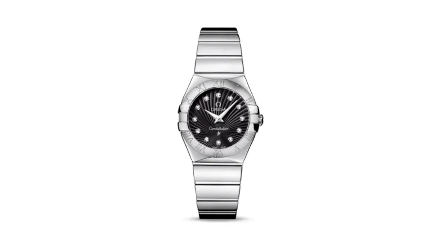 Omega Constellation Quartz 27 Polished Stainless Steel / Black Supernova