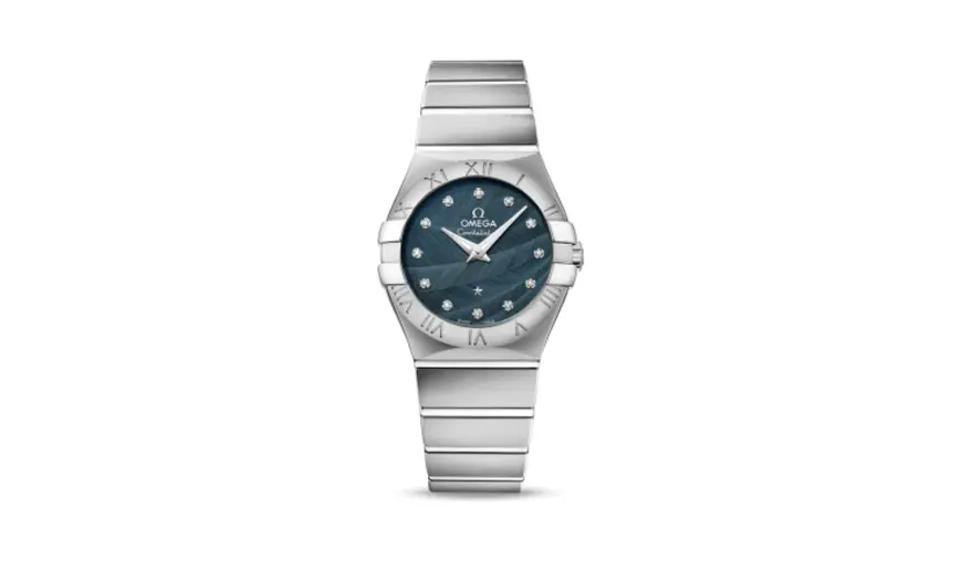Omega Constellation Quartz 27 Brushed Stainless Steel / Blue Feather