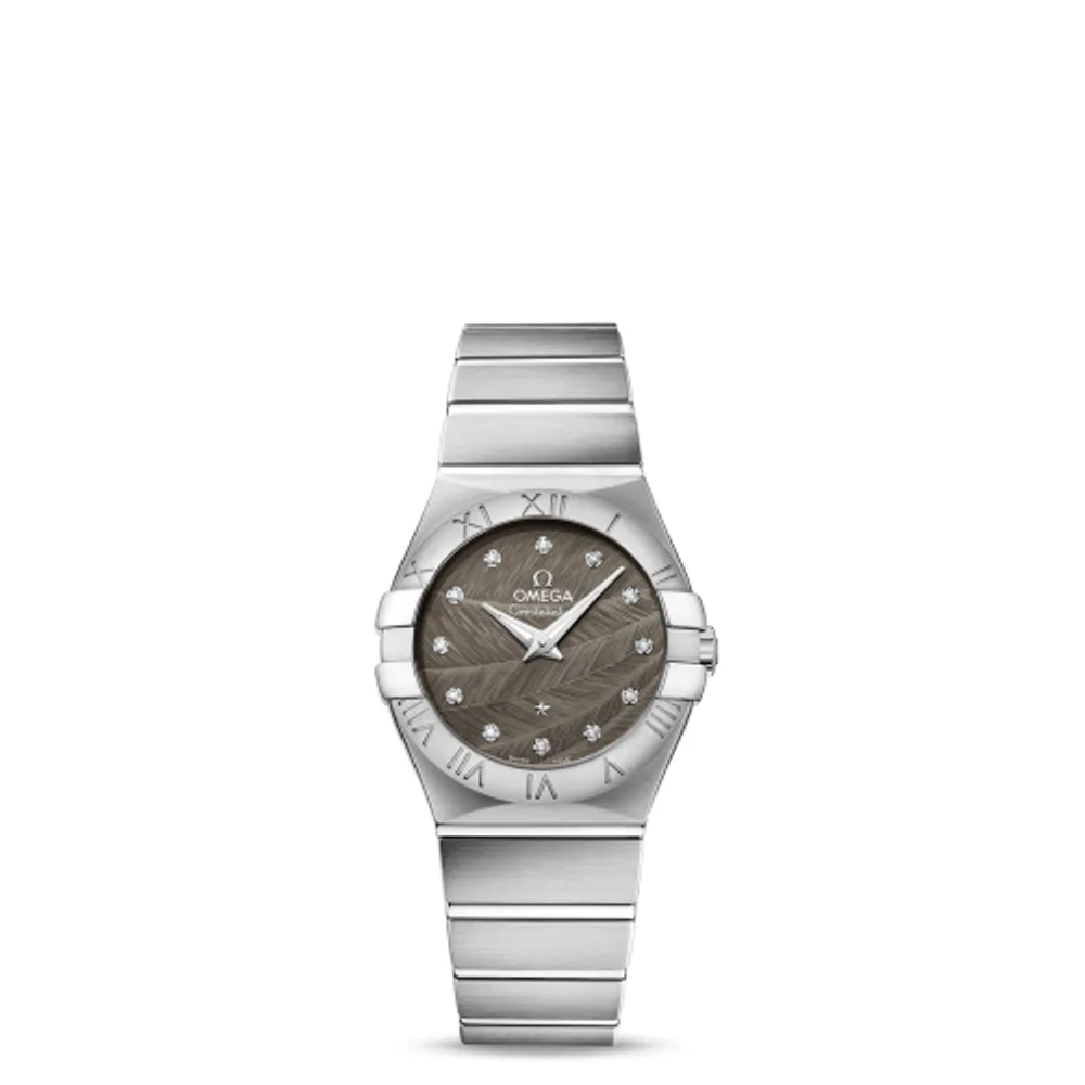 Omega Constellation Quartz 27 Brushed Stainless Steel / Grey Feather