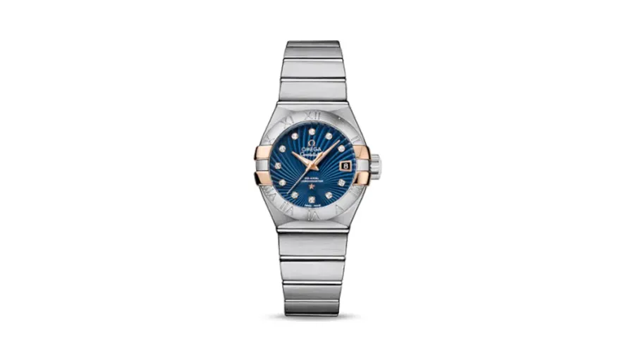Omega Constellation Co-Axial 27 Brushed Stainless Steel / Red Gold Claws / Blue Supernova