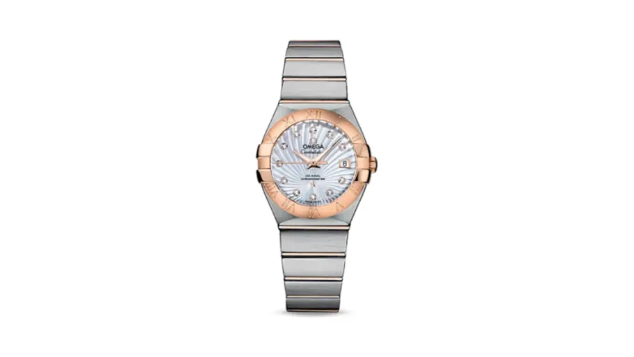 Omega Constellation Co-Axial 27 Brushed Stainless Steel / Red Gold / MOP Supernova