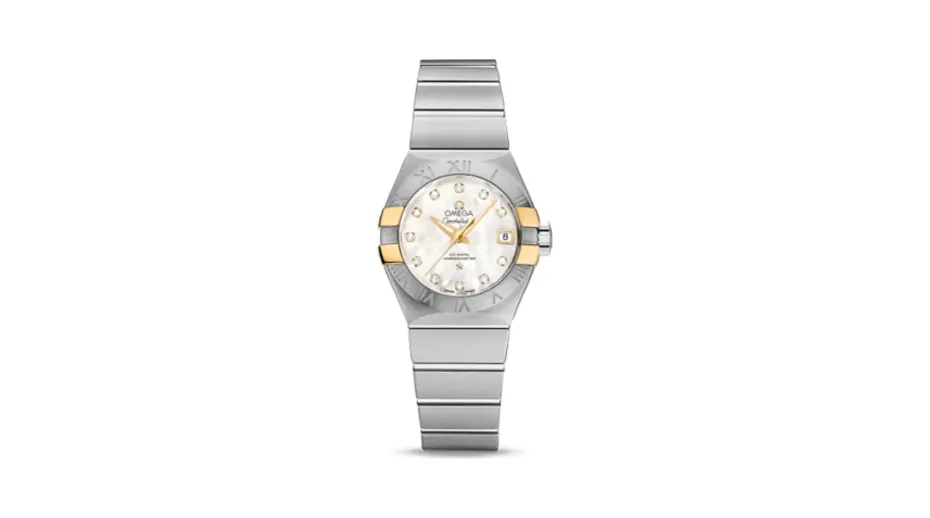 Omega Constellation Co-Axial 27 Brushed Stainless Steel / Yellow Gold Claws / MOP