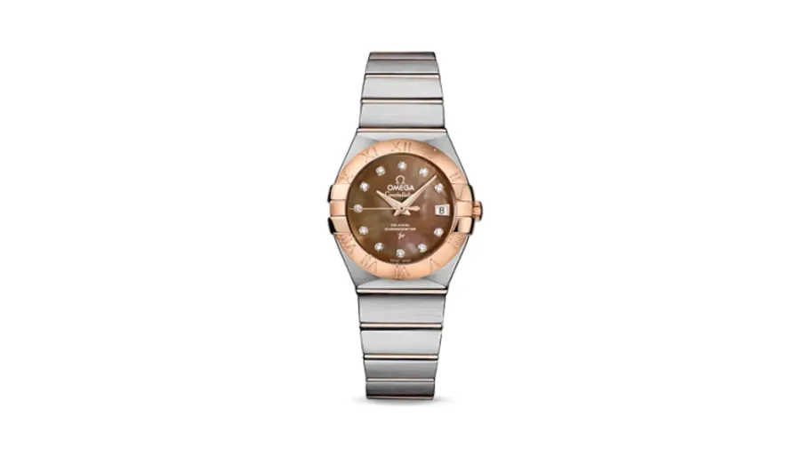 Omega Constellation Co-Axial 27 Brushed Stainless Steel / Red Gold / Brown MOP