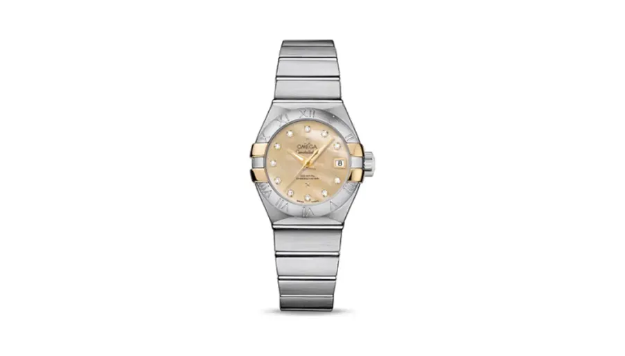 Omega Constellation Co-Axial 27 Brushed Stainless Steel / Yellow Gold Claws / Champagne MOP
