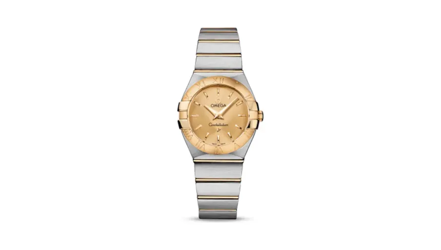 Omega Constellation Quartz 27 Brushed Stainless Steel / Yellow Gold / Champagne