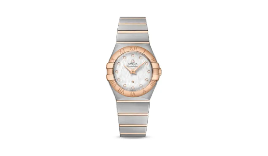 Omega Constellation Quartz 27 Brushed Stainless Steel / Red Gold / Silver Silk