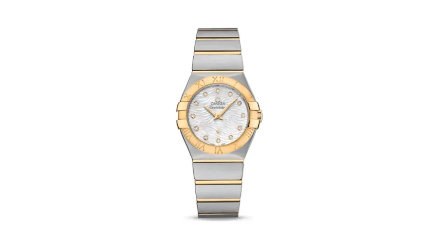 Omega Constellation Quartz 27 Brushed Stainless Steel / Yellow Gold / Wavy MOP