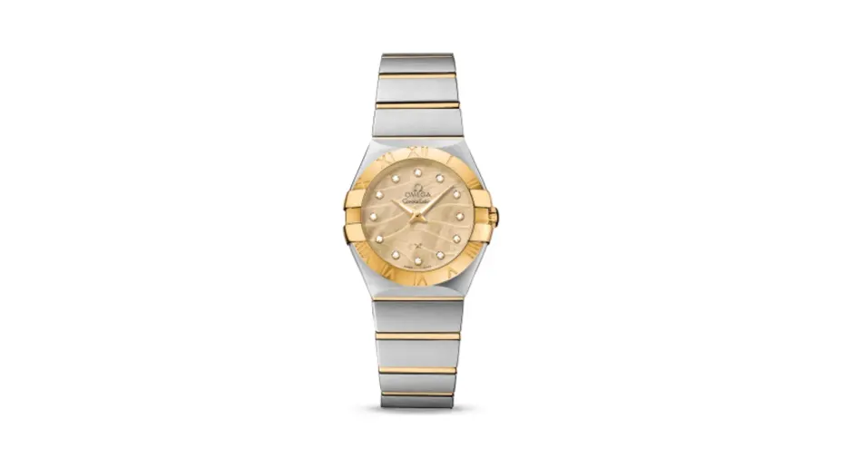 Omega Constellation Quartz 27 Brushed Stainless Steel / Yellow Gold / Champagne MOP