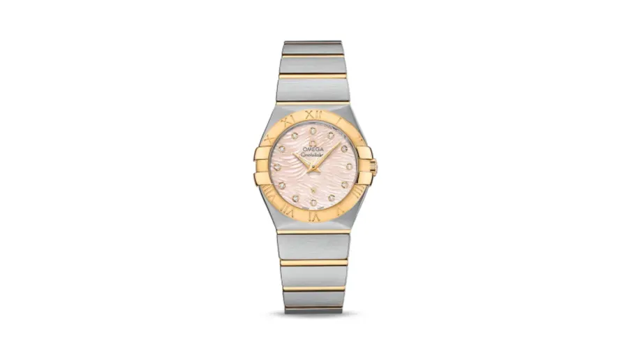 Omega Constellation Quartz 27 Brushed Stainless Steel / Yellow Gold / Pink MOP