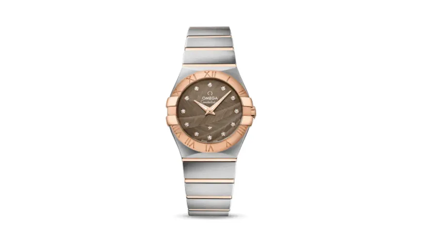 Omega Constellation Quartz 27 Brushed Stainless Steel / Red Gold / Brown Feather