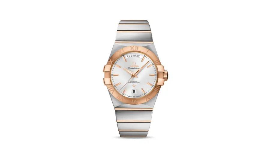 Omega Constellation Co-Axial 38 Co-Axial Day-Date Stainless Steel / Red Gold / Silver
