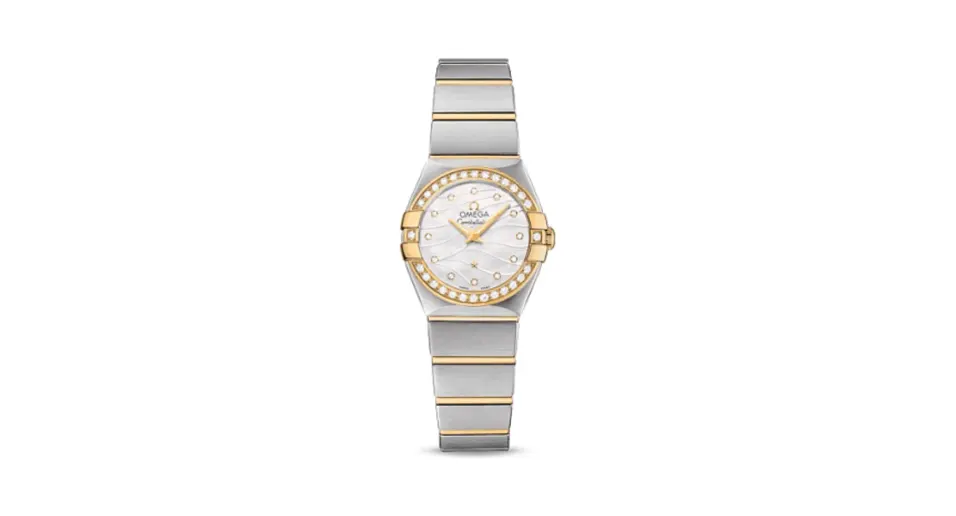 Omega Constellation Quartz 24 Brushed Stainless Steel / Yellow Gold / Diamond / Wavy MOP