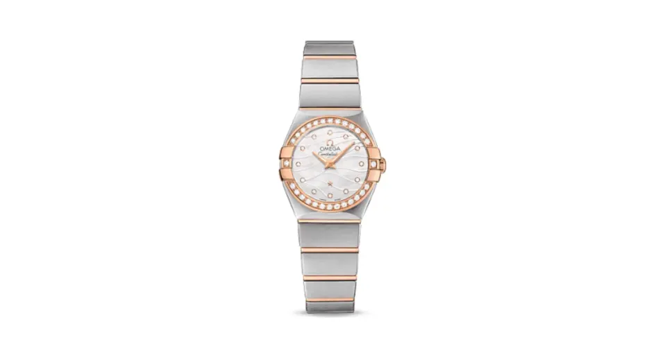 Omega Constellation Quartz 24 Brushed Stainless Steel / Red Gold / Diamond / Wavy MOP