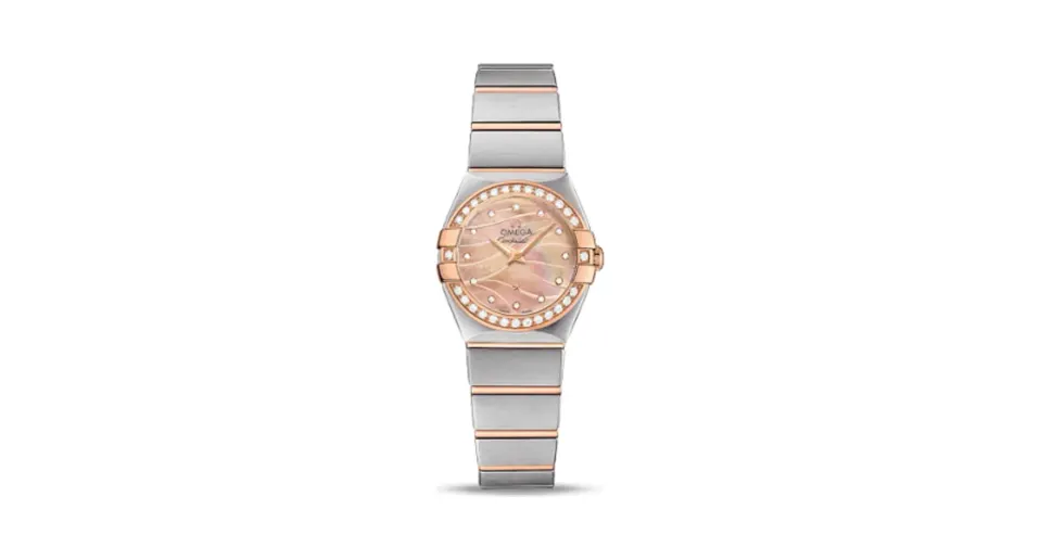 Omega Constellation Quartz 24 Brushed Stainless Steel / Red Gold / Diamond / Wavy Brown MOP