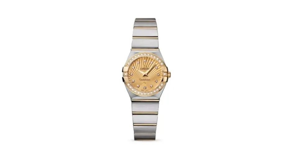Omega Constellation Quartz 24 Brushed Stainless Steel / Yellow Gold / Diamond / Champagne Supernova