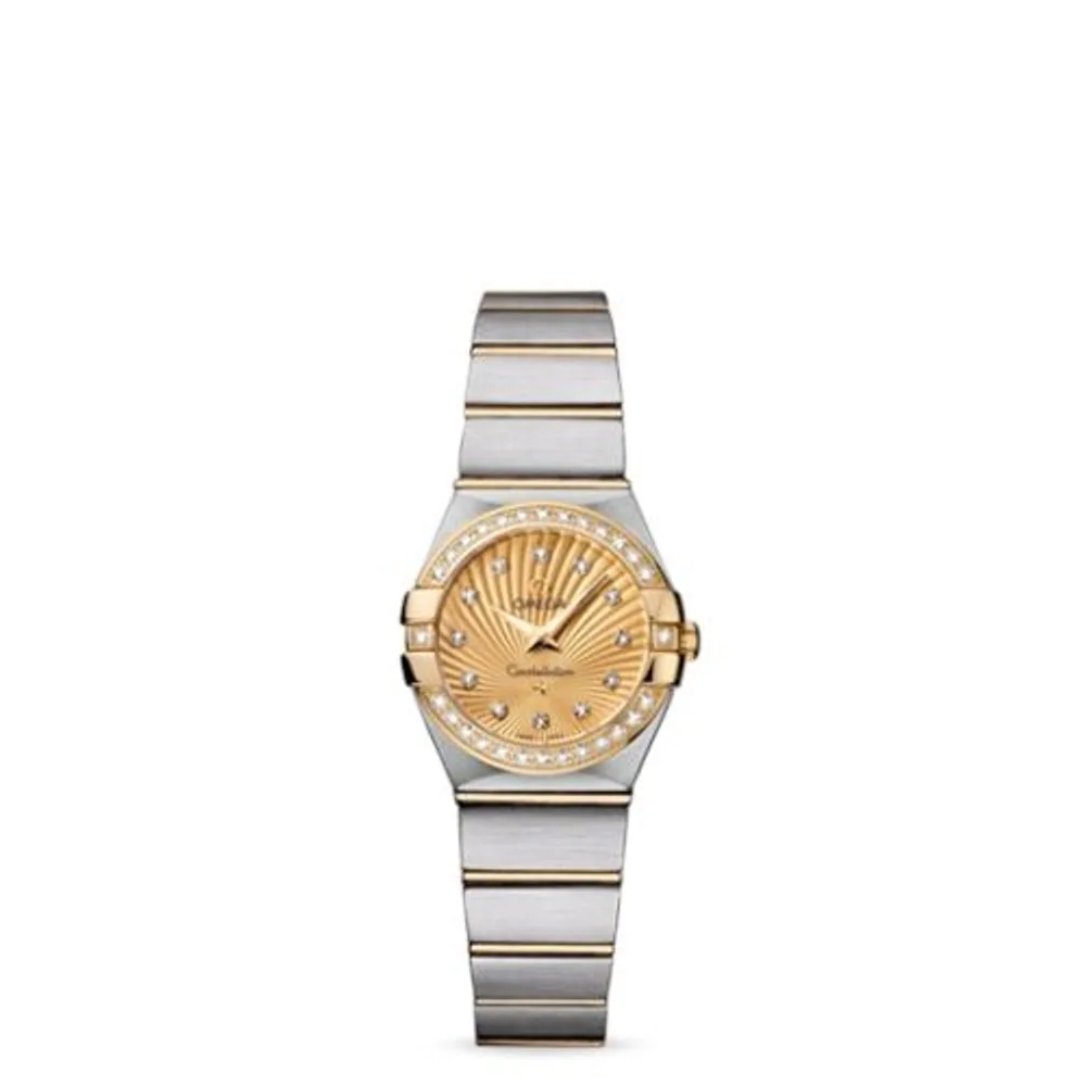 Omega Constellation Quartz 24 Brushed Stainless Steel / Yellow Gold / Diamond / Champagne Supernova