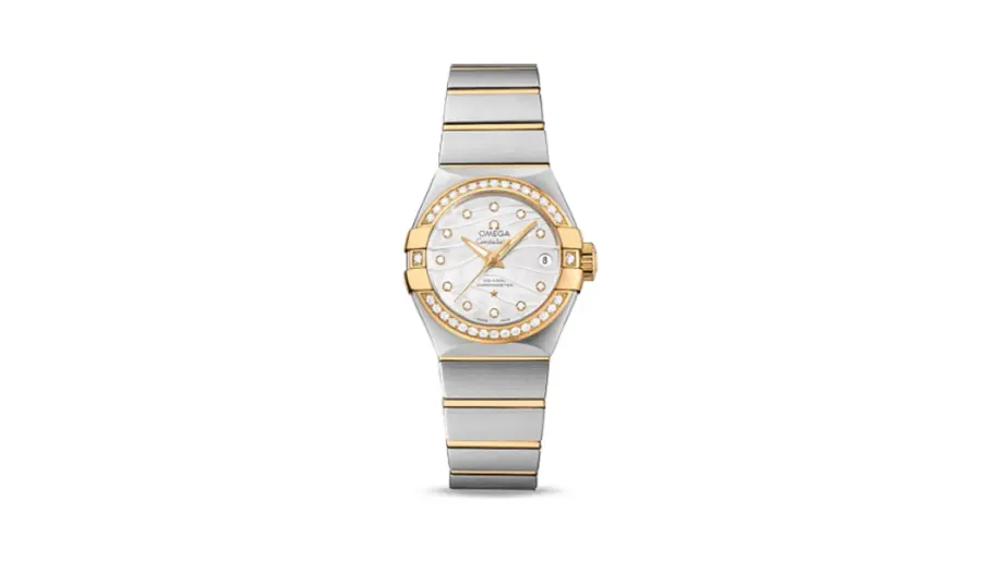 Omega Constellation Co-Axial 27 Brushed Stainless Steel / Yellow Gold / Diamond / Wavy MOP