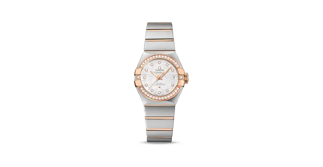 Omega Constellation Co-Axial 27 Brushed Stainless Steel / Red Gold / Diamond / Wavy MOP