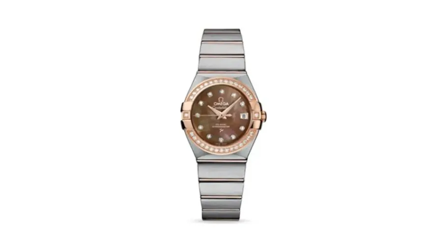Omega Constellation Co-Axial 27 Brushed Stainless Steel / Red Gold / Diamond / Brown MOP