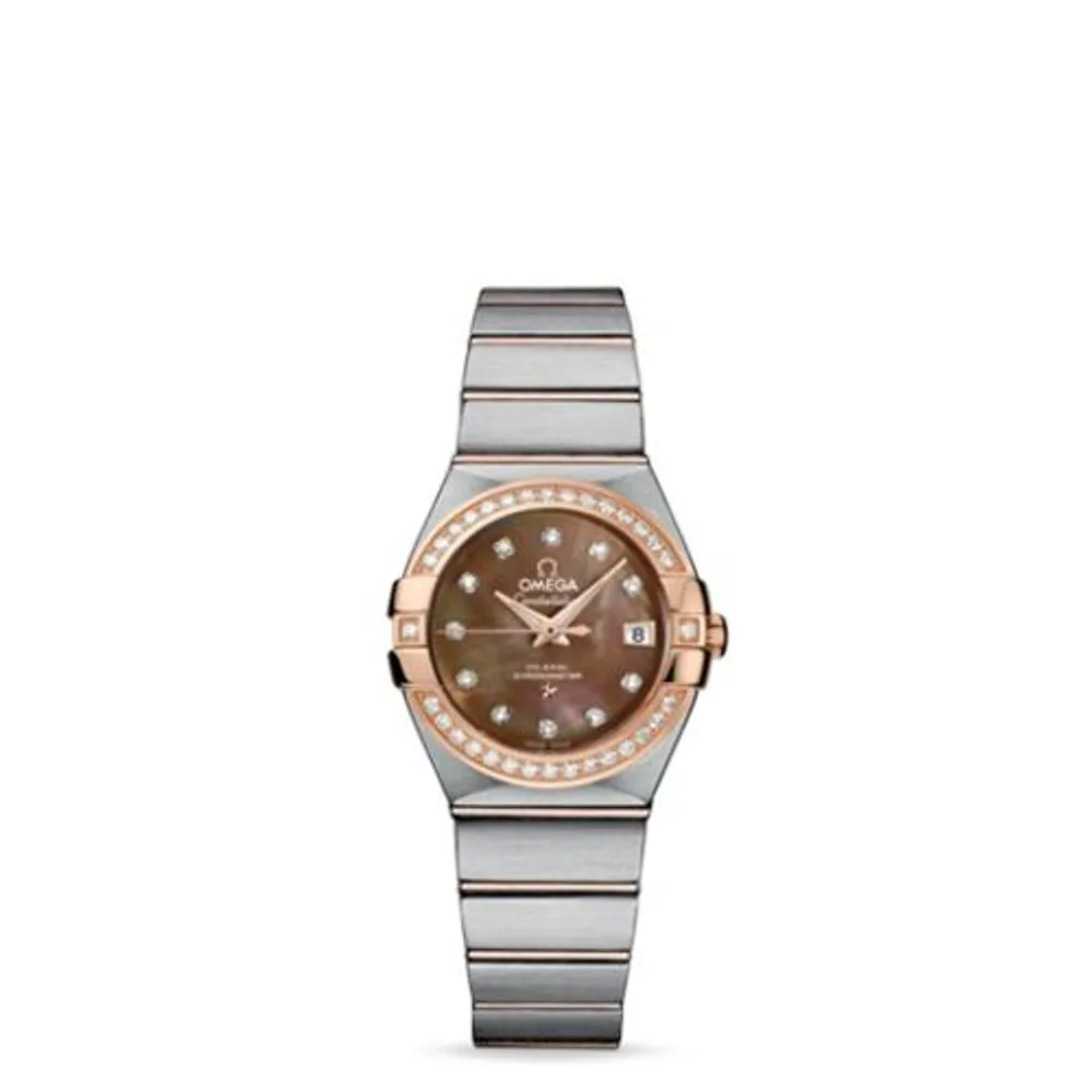 Omega Constellation Co-Axial 27 Brushed Stainless Steel / Red Gold / Diamond / Brown MOP