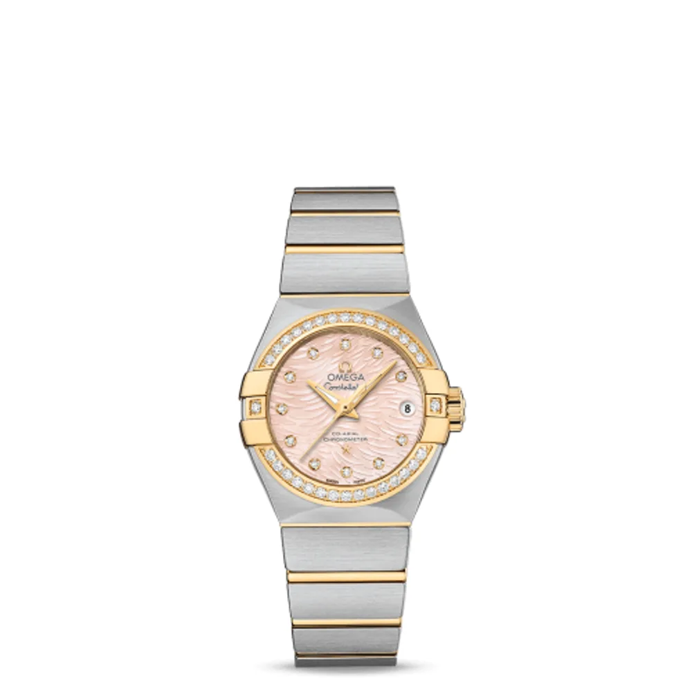 Omega Constellation Co-Axial 27 Brushed Stainless Steel / Yellow Gold / Diamond / Pink MOP