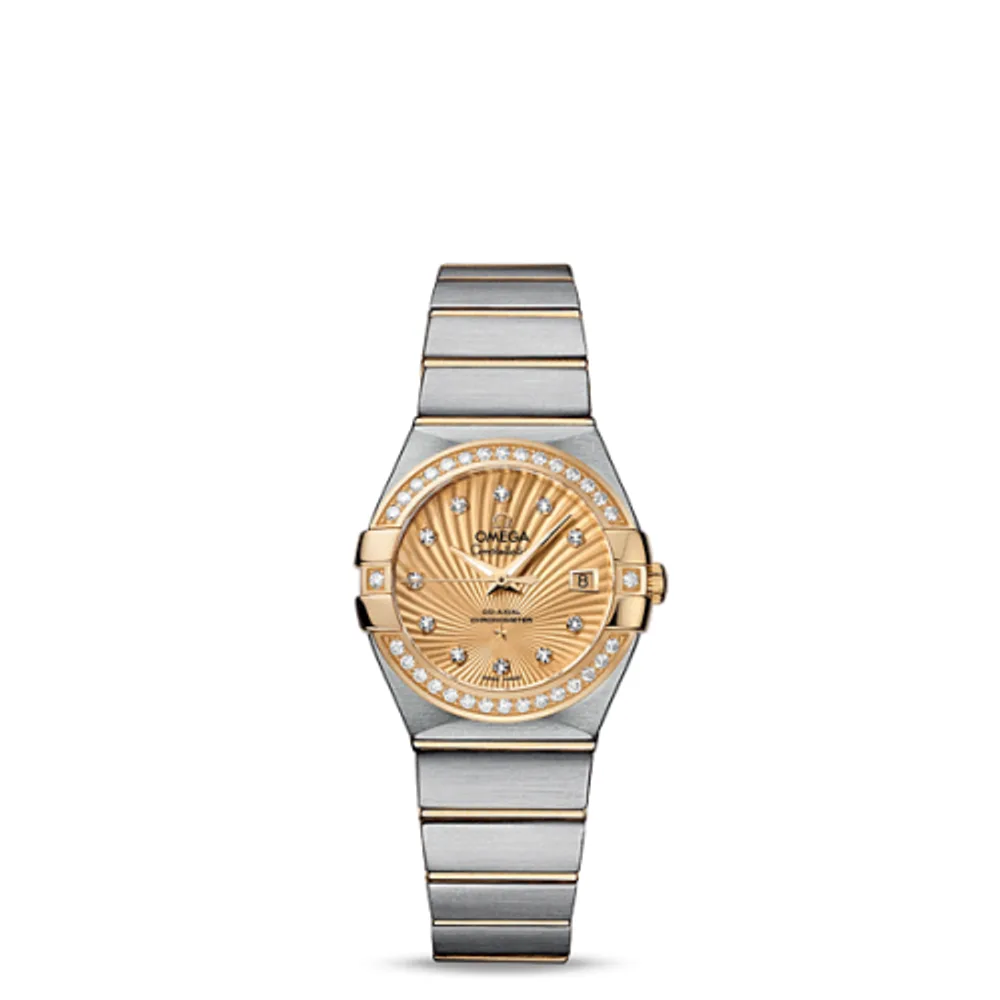 Omega Constellation Co-Axial 27 Brushed Stainless Steel / Yellow Gold / Diamond Bezel / Champagne Supernova