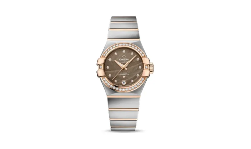 Omega Constellation Co-Axial 27 Brushed Stainless Steel / Red Gold / Diamond / Brown Feather
