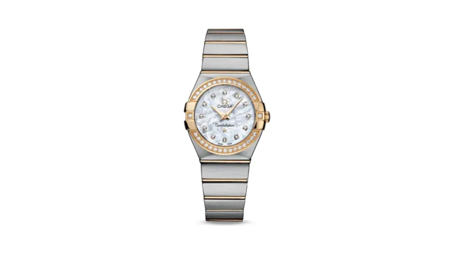 Omega Constellation Quartz 27 Brushed Stainless Steel / Yellow Gold / Diamond / MOP