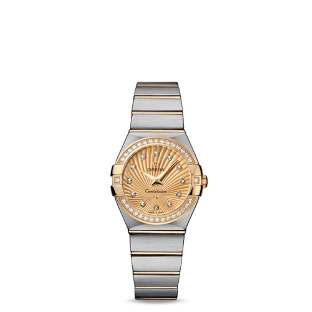 Omega Constellation Quartz 27 Brushed Stainless Steel / Yellow Gold / Diamond / Champagne Supernova