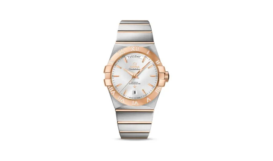 Omega Constellation Co-Axial 38 Day-Date Stainless Steel / Red Gold / Diamond / Silver