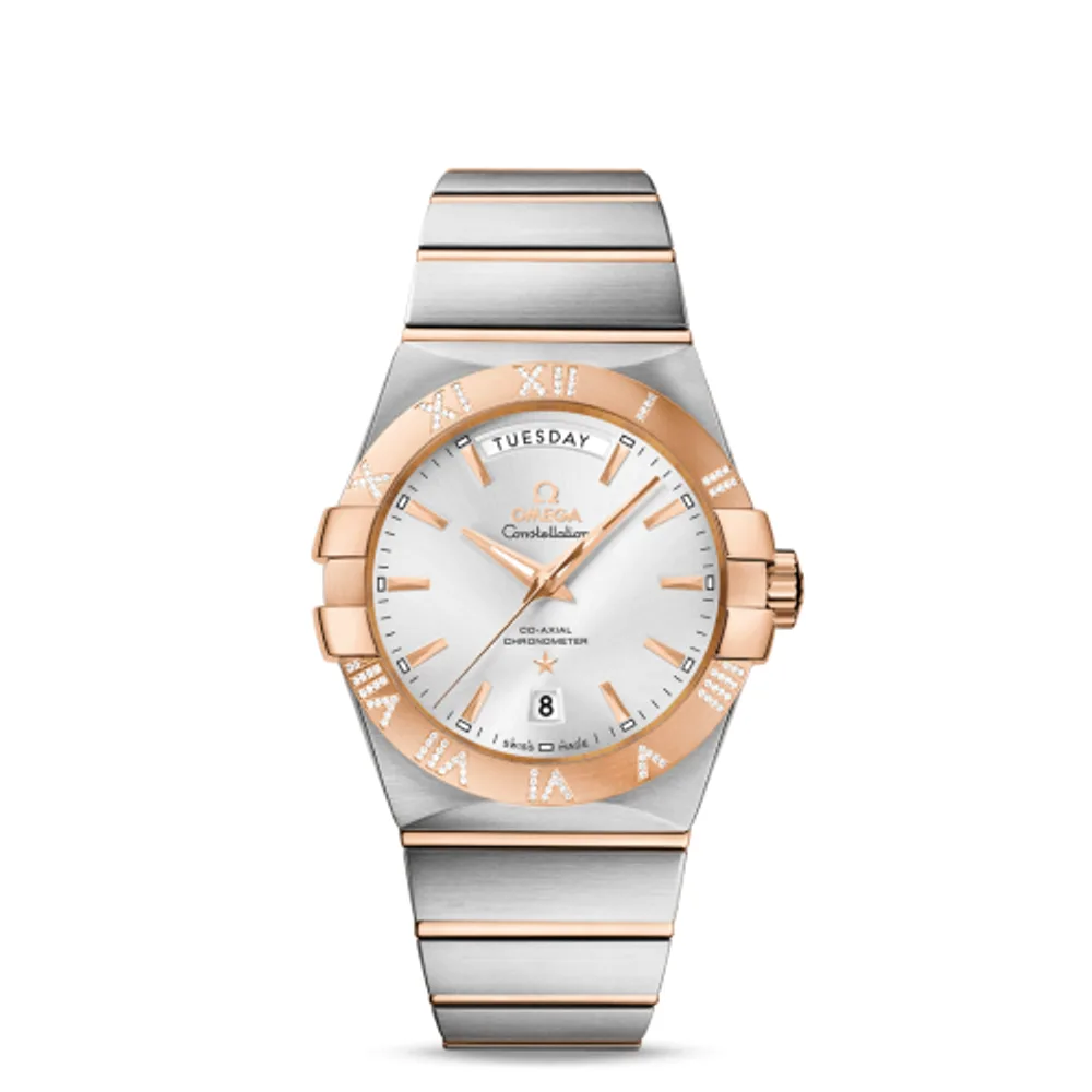 Omega Constellation Co-Axial 38 Day-Date Stainless Steel / Red Gold / Diamond / Silver