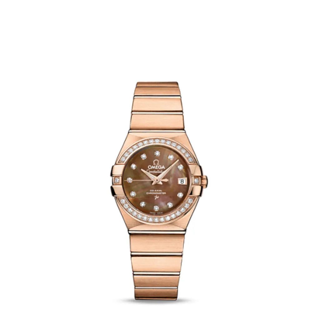 Omega Constellation Co-Axial 27 Brushed Red Gold / Diamond / Brown MOP