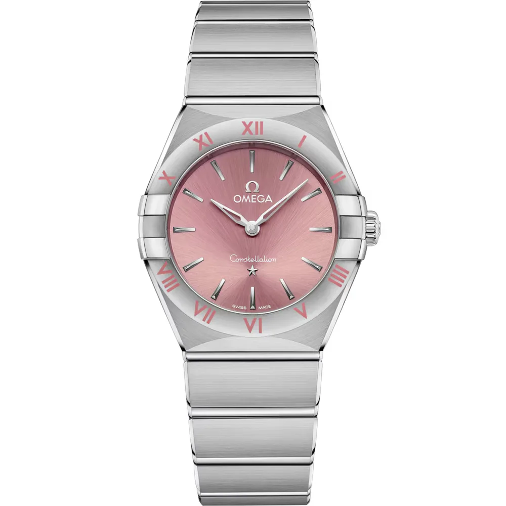 Omega Constellation 28 mm, steel on steel, Pink dial