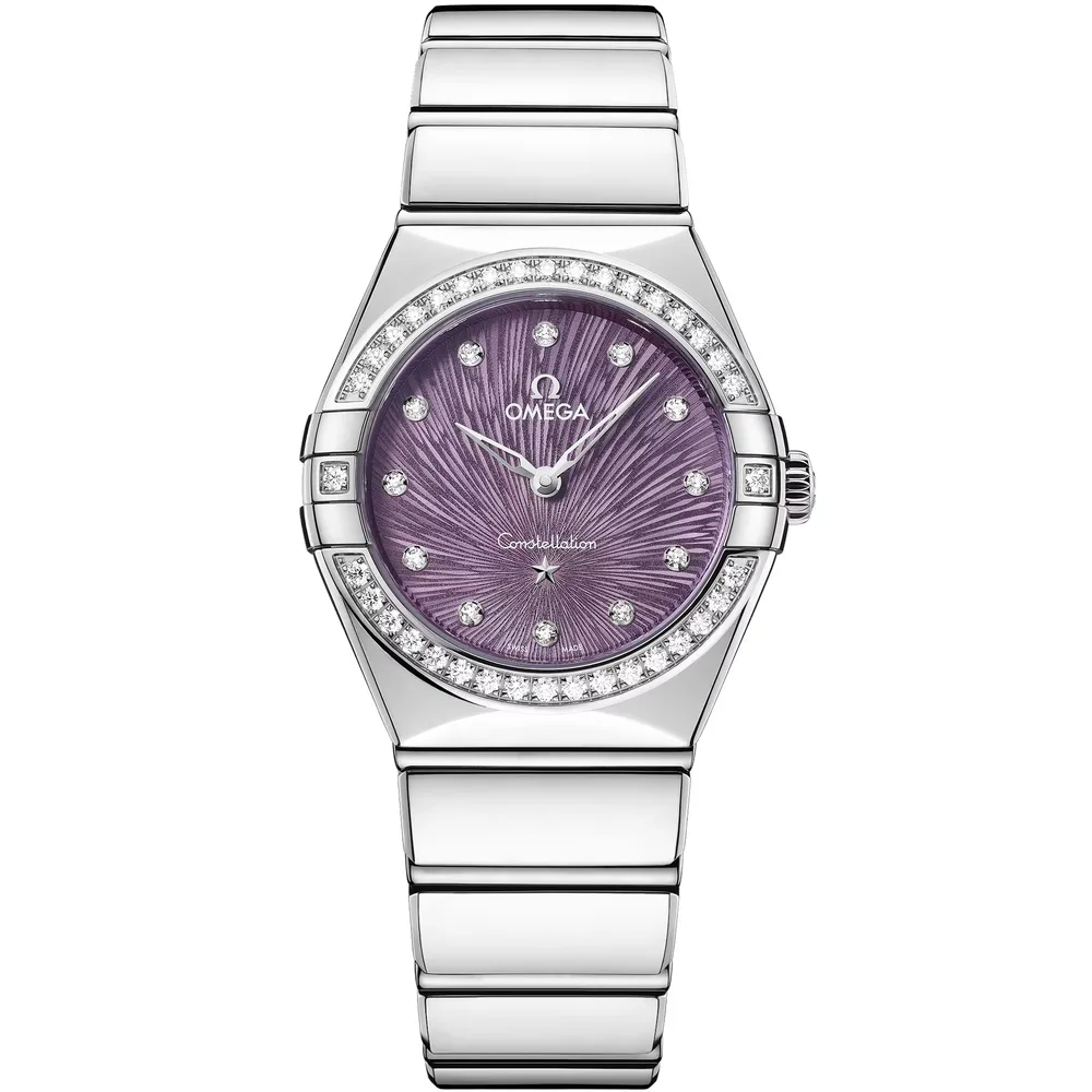 Omega Constellation 28 mm, steel on steel, Purple dial