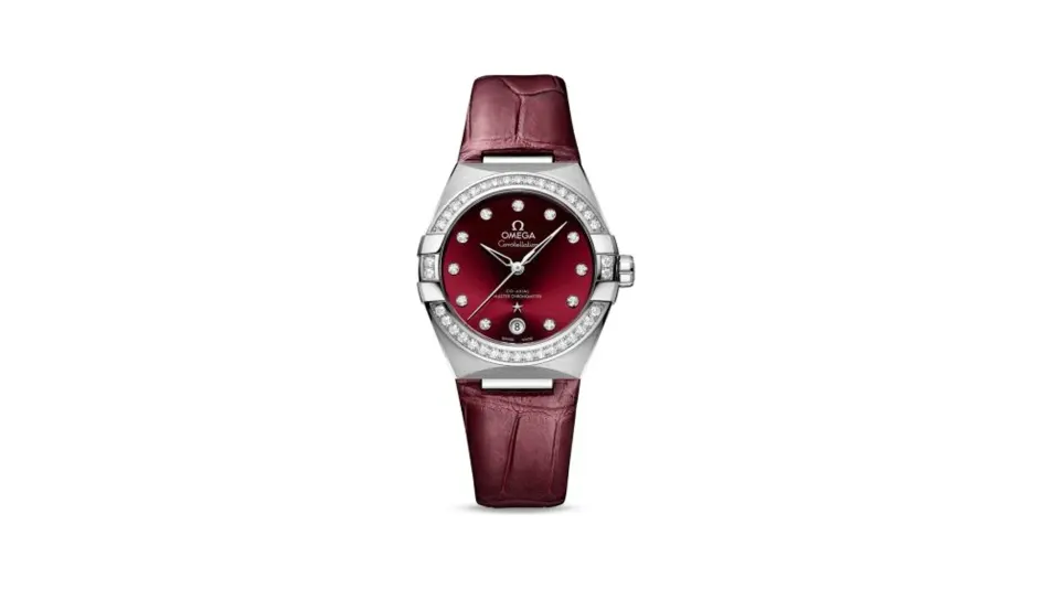 Omega Constellation Master Chronometer 36 Stainless Steel / Diamond / Red / Strap