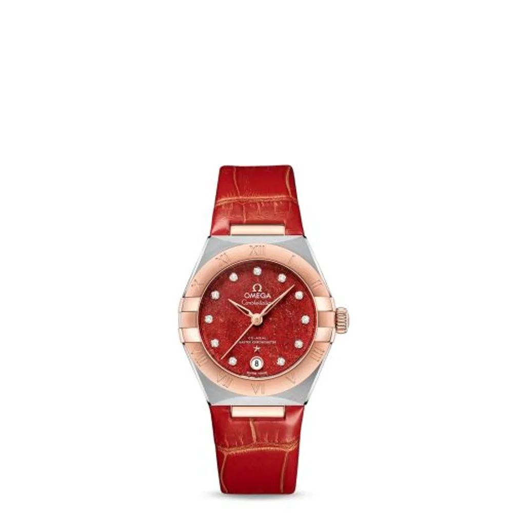 Omega Constellation Manhattan 29 Co-Axial Master Chronometer Stainless Steel / Sedna Gold / Red Aventurine