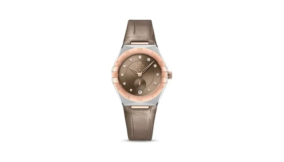 Omega Constellation Master Chronometer Small Seconds 34 Stainless Steel / Sedna Gold / Brown - Diamond