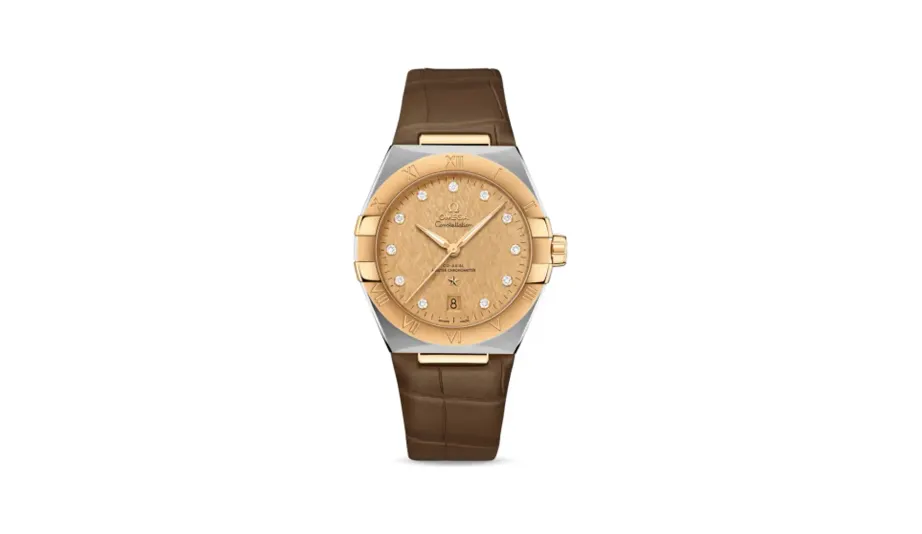 Omega Constellation Master Chronometer 39 Stainless Steel / Yellow Gold / Champagne-Diamond / Alligator