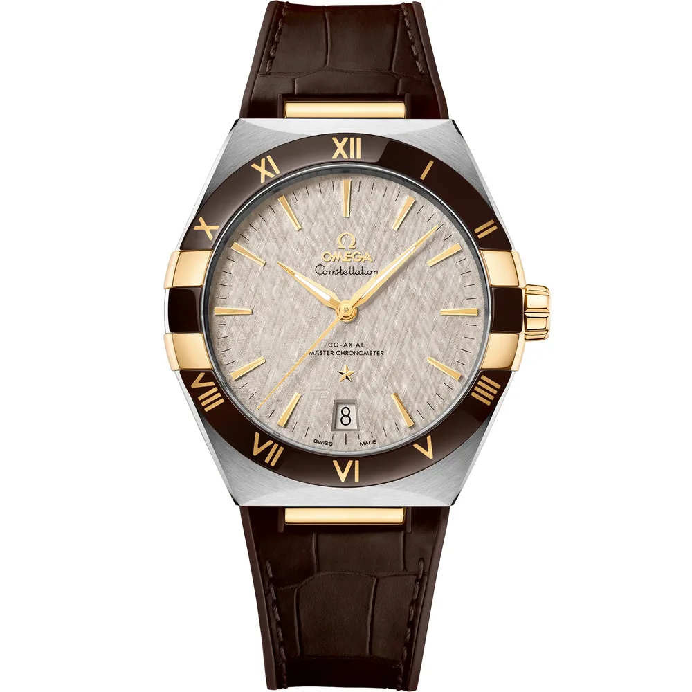 Omega Constellation 41 mm, steel ‑ yellow gold on leather strap
