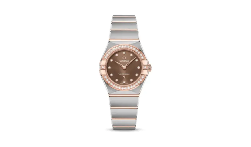 Omega Constellation Manhattan 25 Quartz Stainless Steel / Sedna Gold / Brown - Diamond / Diamond
