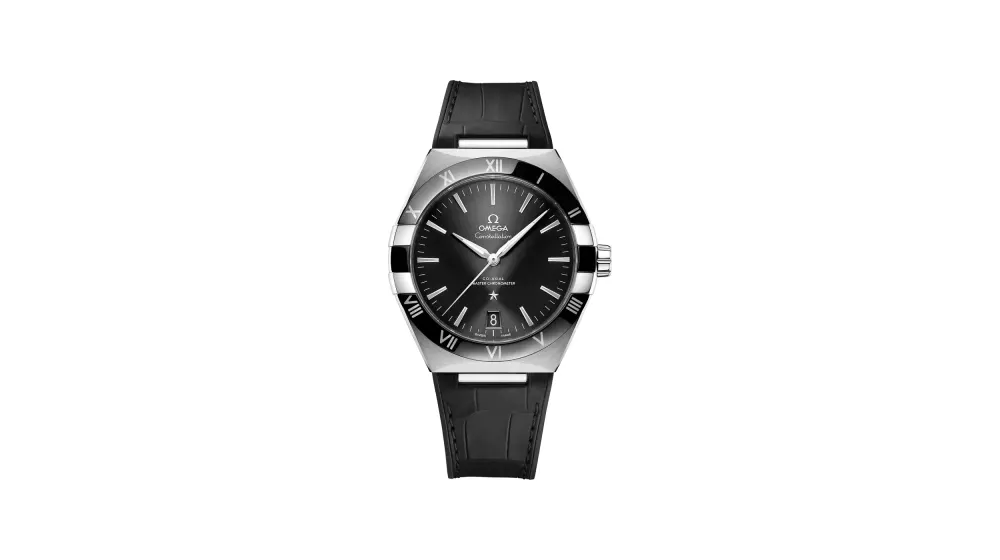 Omega Constellation 41 mm, steel on leather strap