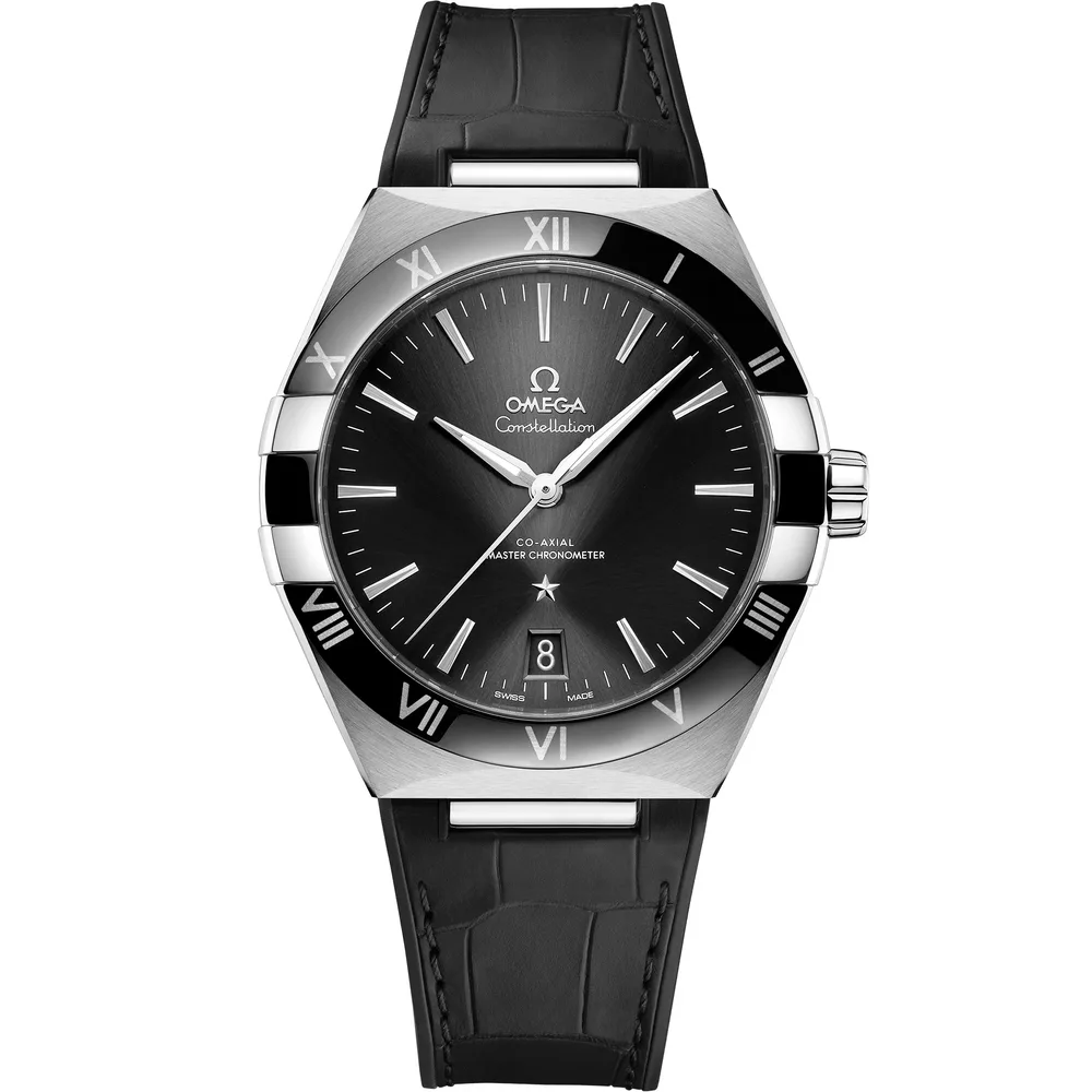 Omega Constellation 41 mm, steel on leather strap