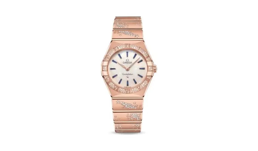 Omega Constellation Manhattan 28 Quartz Sedna Gold / MOP - Sapphire / Diamond