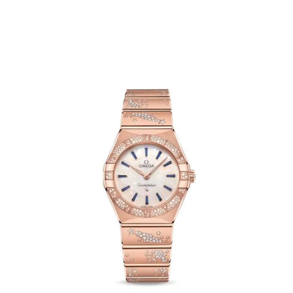 Omega Constellation Manhattan 28 Quartz Sedna Gold / MOP - Sapphire / Diamond