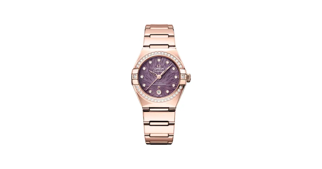 Omega Constellation 29 mm, Sedna™ gold on Sedna™ gold, Purple dial