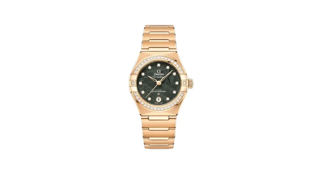 Omega Constellation Manhattan 29 Co-Axial Master Chronometer Yellow Gold - Diamond / Green Meteorite