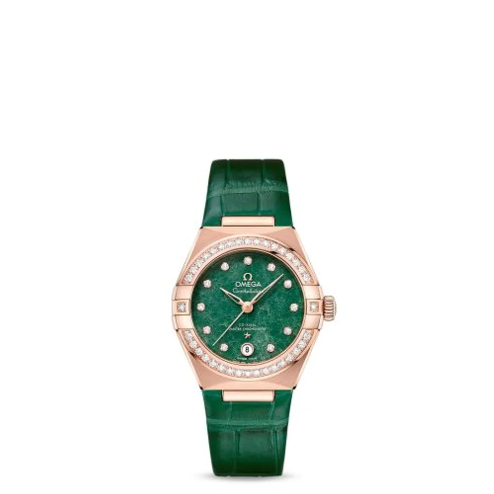 Omega Constellation Manhattan 29 Co-Axial Master Chronometer Sedna Gold / Diamond / Green Aventurine