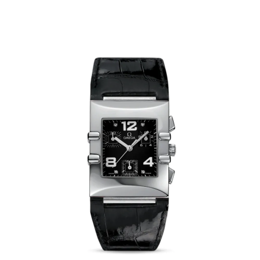 Omega Constellation Quadra Quartz 28 Chronograph Stainless Steel / Black / Alligator