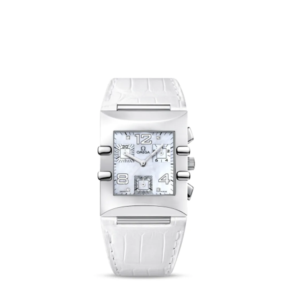 Omega Constellation Quadra Quartz 28 Chronograph Stainless Steel / MOP/ Alligator