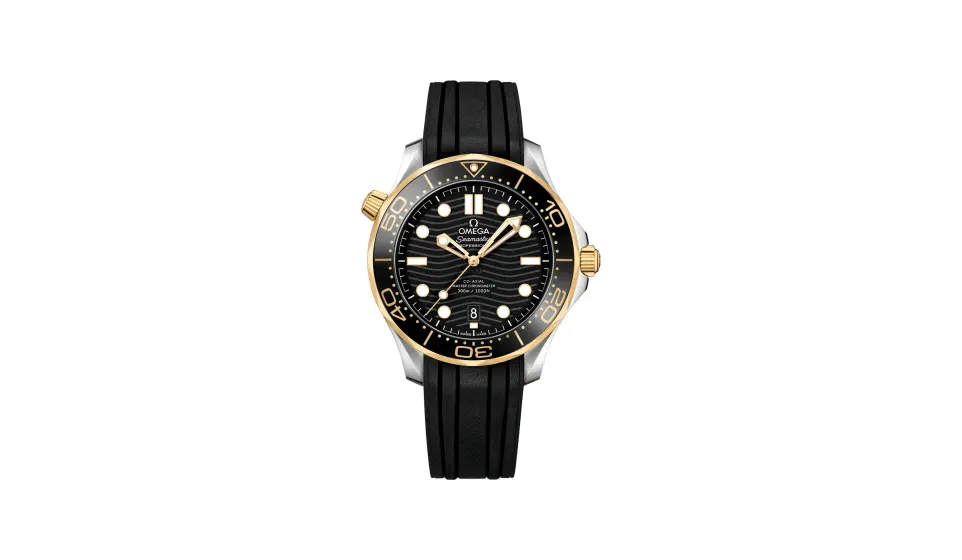 Omega Seamaster Diver 300M 42 mm, steel ‑ yellow gold on rubber strap